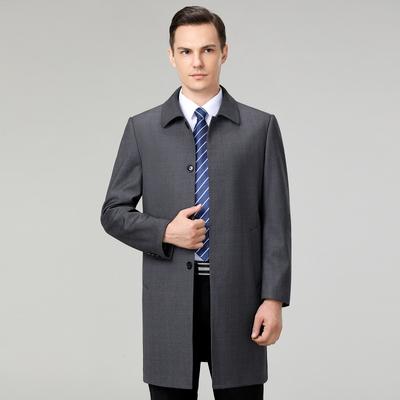 Nuovo Trench da Uomo per Primavera e Autunno Cappotto di Media Lunghezza con Rever Abbigliamento Casual Business per Papà di Mezza Età e Anziani