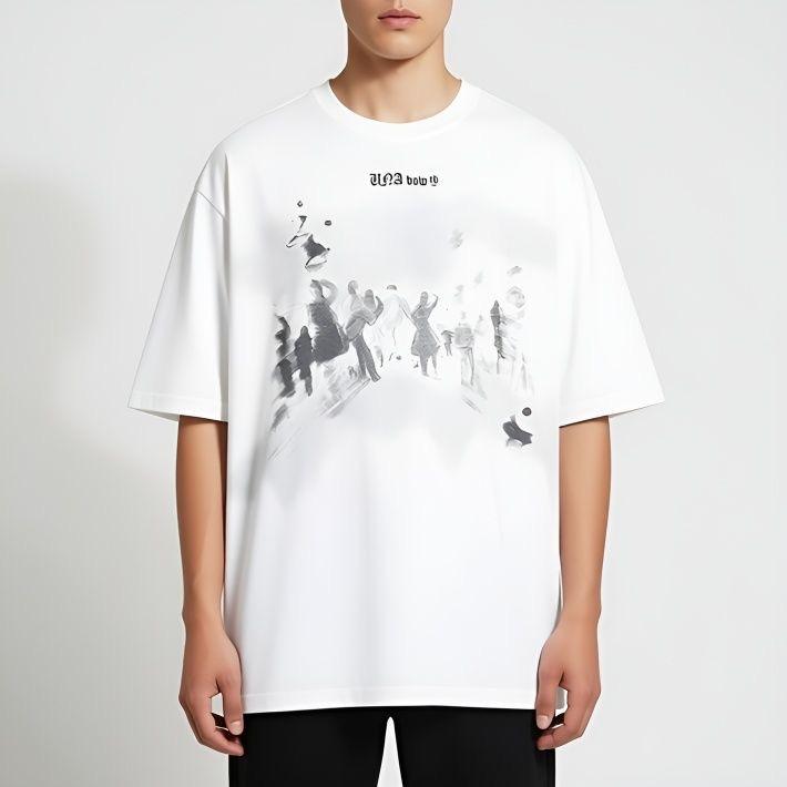 Streetwear Dancing Shadows Graphic T-Shirt Cotton Tshirt Unisex Tops Tees Summer Short Sleeves T Shirt