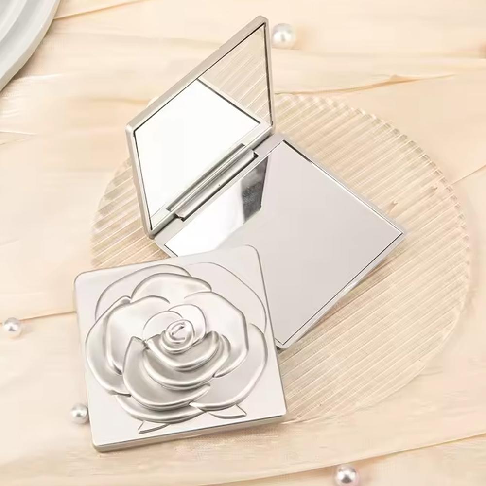 Rose Kompaktspiegel Quadratisch Reise Tragbar Make-up Spiegel Doppelseitiger Kosmetikspiegel Geschenke für Hochzeit Brautparty