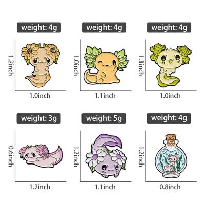 Cute Salamander Enamel Pins Custom Plant Sunflower Brooches Lapel Badges Cartoon Animal Jewelry Gift for Kids Friends
