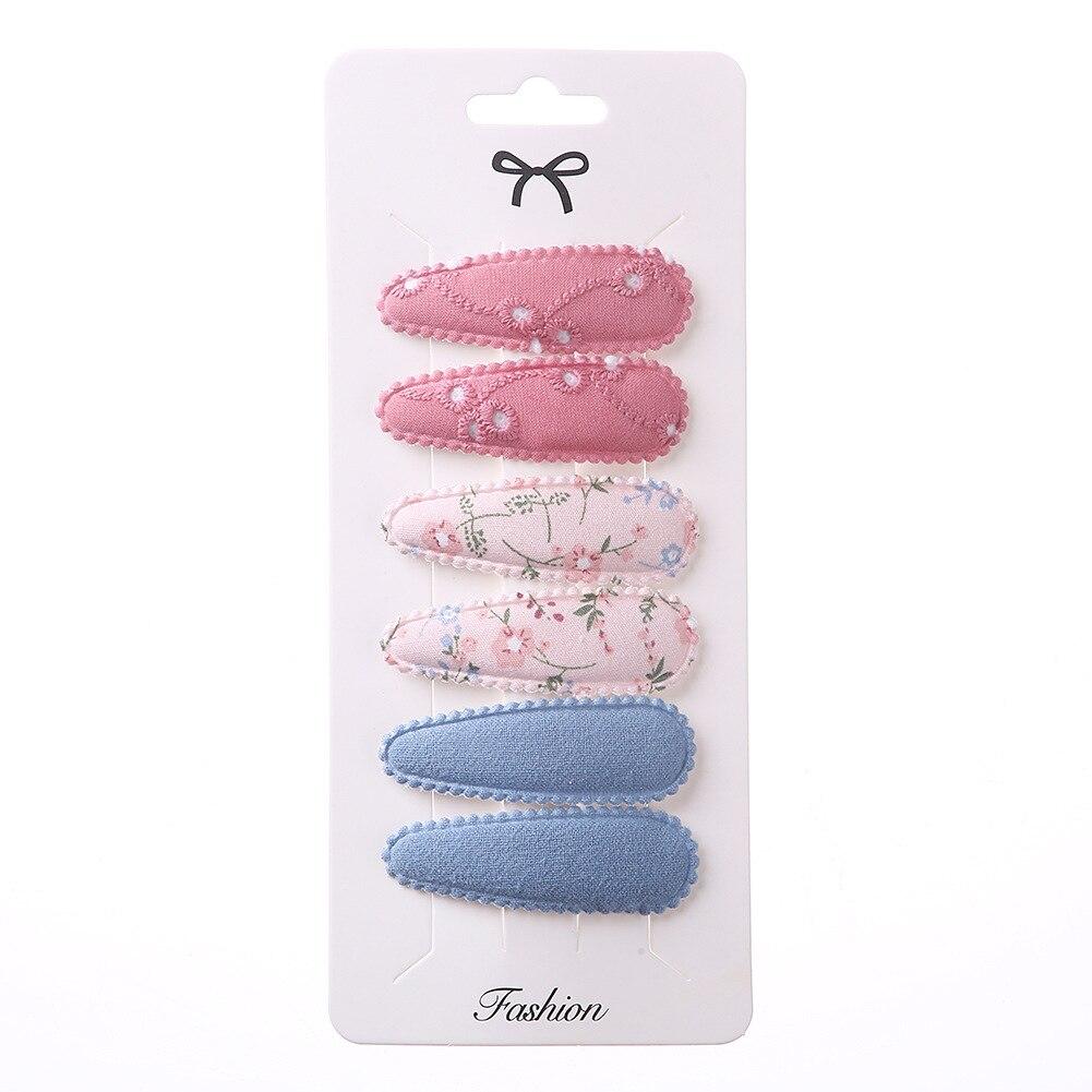 

6 шт./компл. корейские заколки-капли для маленьких девочек, милая принцесса, тканевая заколка для волос с цветочным принтом, боковая заколка с челкой, детские аксессуары для волос