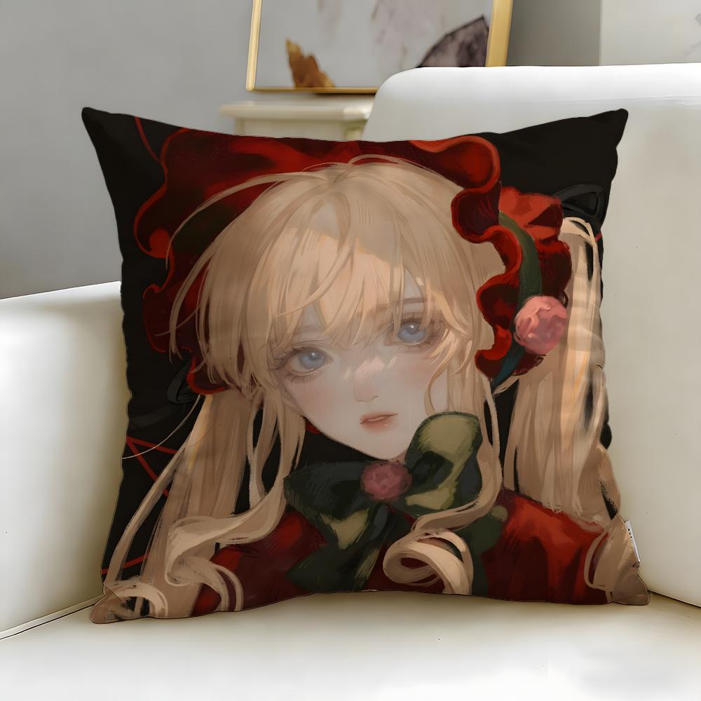 Classic Anime Rozen Maiden Cushion Cover Soft  EasyWash Pillow Case  Versatile for Couch Bed Travel and Office