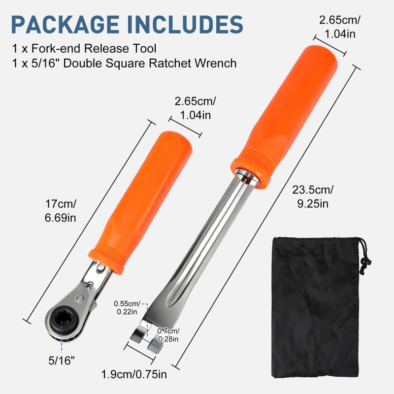 2Pcs Automatic Slack Adjuster Tool Set Fork End Release Tool Double Square Ratcheting Wrench For Trucks Trailers