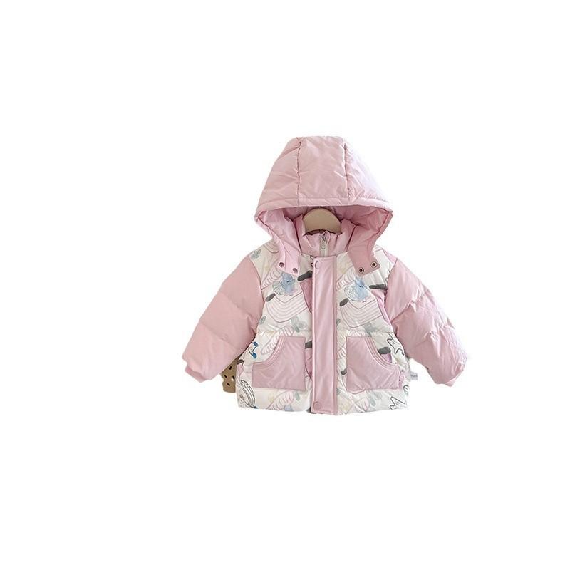Girls Winter Down Jacket 1-3 Years Old Thick Warm Hooded Outerwear Toddlers 90g Fill 86-90% White Duck