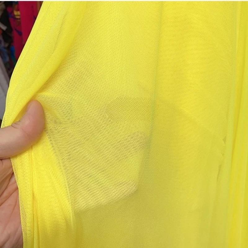 Wide 150cm Nylon Mesh Fabric Spandex High Elastic Dense Black White for DIY Sewing Lace Shirt Stockings