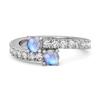 Moonstone Twin Stone with Accents Bypass Ring - 925 Sterling Silver