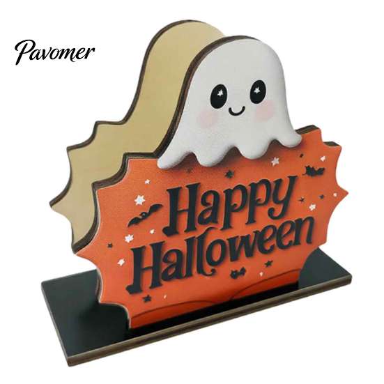 Unique Holiday Kitchen Decor Happy Halloween Wooden Napkin Holder, Cute Ghost Pumpkin Black Cat Tissue Holder for Paper Dispenser, Vertical