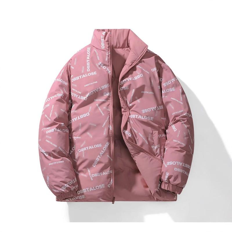 Mens Reversible Padded Jacket Winter Warm Stand Collar Casual Thick Cotton Coat Teens