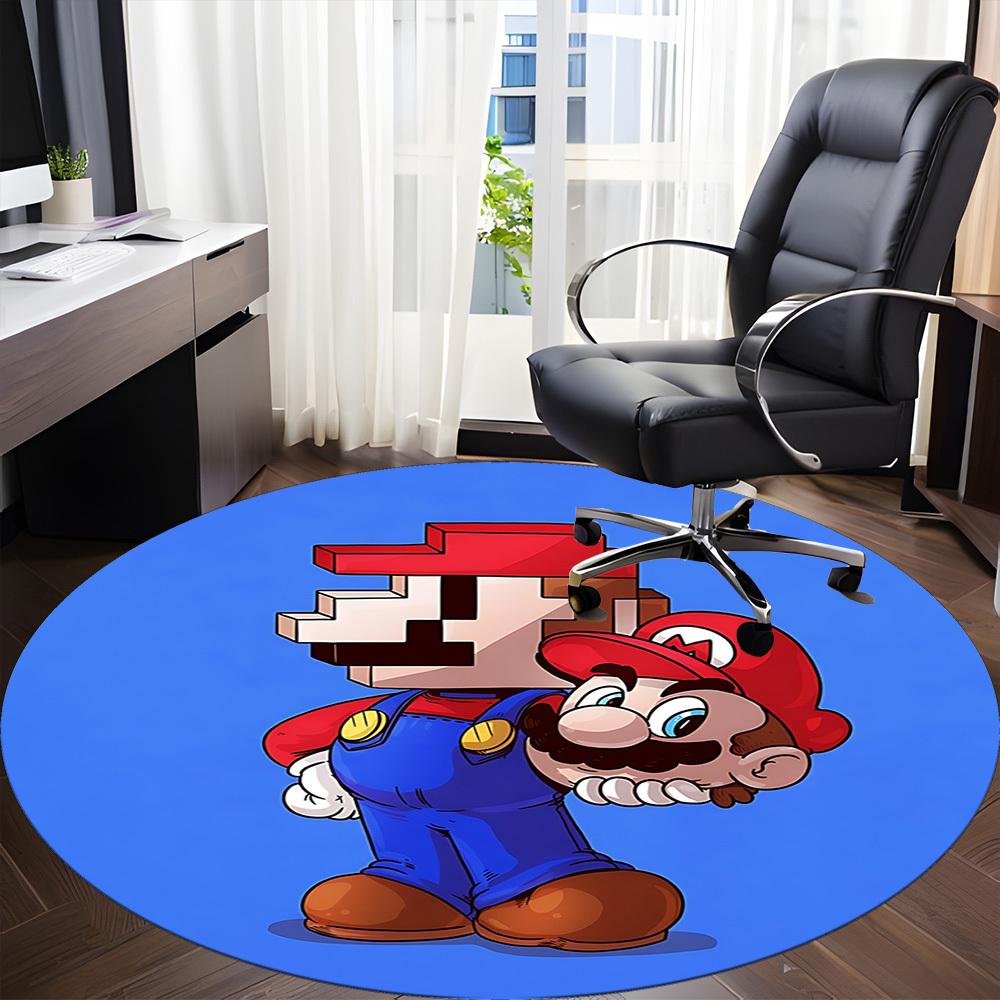 1pc Mario Pixel Art Office Round Area Rug, Under Office Chairs Bedroom Living Room Home Decor  a1022310