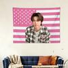 Teetee Pink Star Flag Tapestry Aesthetic Wall Hanging Cool Boy Poster Fabric Tapestry For Bedroom Dorm Room Decor
