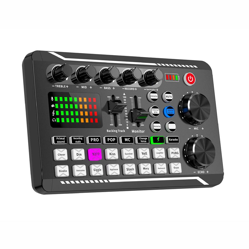 Microphone Sound Mixer Sound Card Audio Mixing F998 Sound Card Console Amplifier Computer Sound Adapter