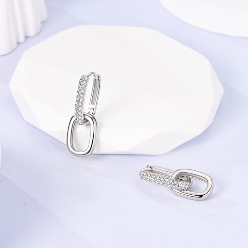 New Earrings for Women 925 Silver Color Star Geometric Entangle Zircon Earrings Fine Wedding Engagement Birthday Jewelry Gifts