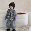 Boys Plaid Cotton Vest Jacket Autumn and Winter Children's Clothing New Baby Clothes Winter Thickened Sweatpants