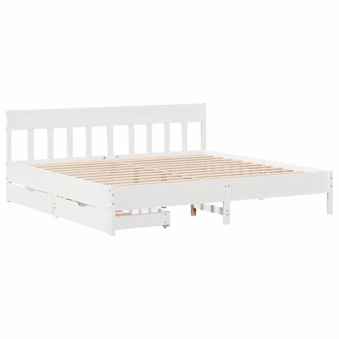 VidaXL Cadre de lit et tête de lit blanc 200x200 cm bois de pin massif, meuble de chambre à coucher, sommier, lit en bois, 3301855
