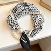 Popular Magnetic Buckle Pearl Necklace Silk Scarf Classic Striped Design Small Scarf Women's Protection Collar Anti-sun Thin Scarf