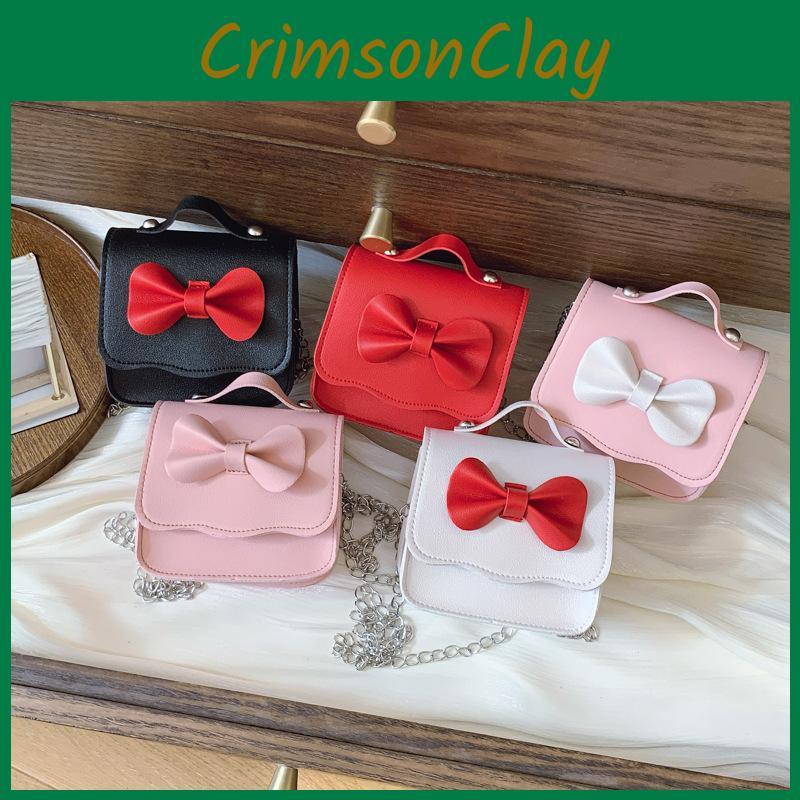 Shoulder Bow Tie Crossbody Bag Girls Trendy Mini Square Bag For School And Play