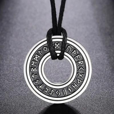Vintage Nordic Rune Necklace for Men Stainless Steel Viking Amulet Pendant Gift