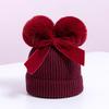 Double Ball Bow Cross-border Preferred Baby Hat Yarn Children's Hat Thickened Baby Hat Children's Knitted Hat