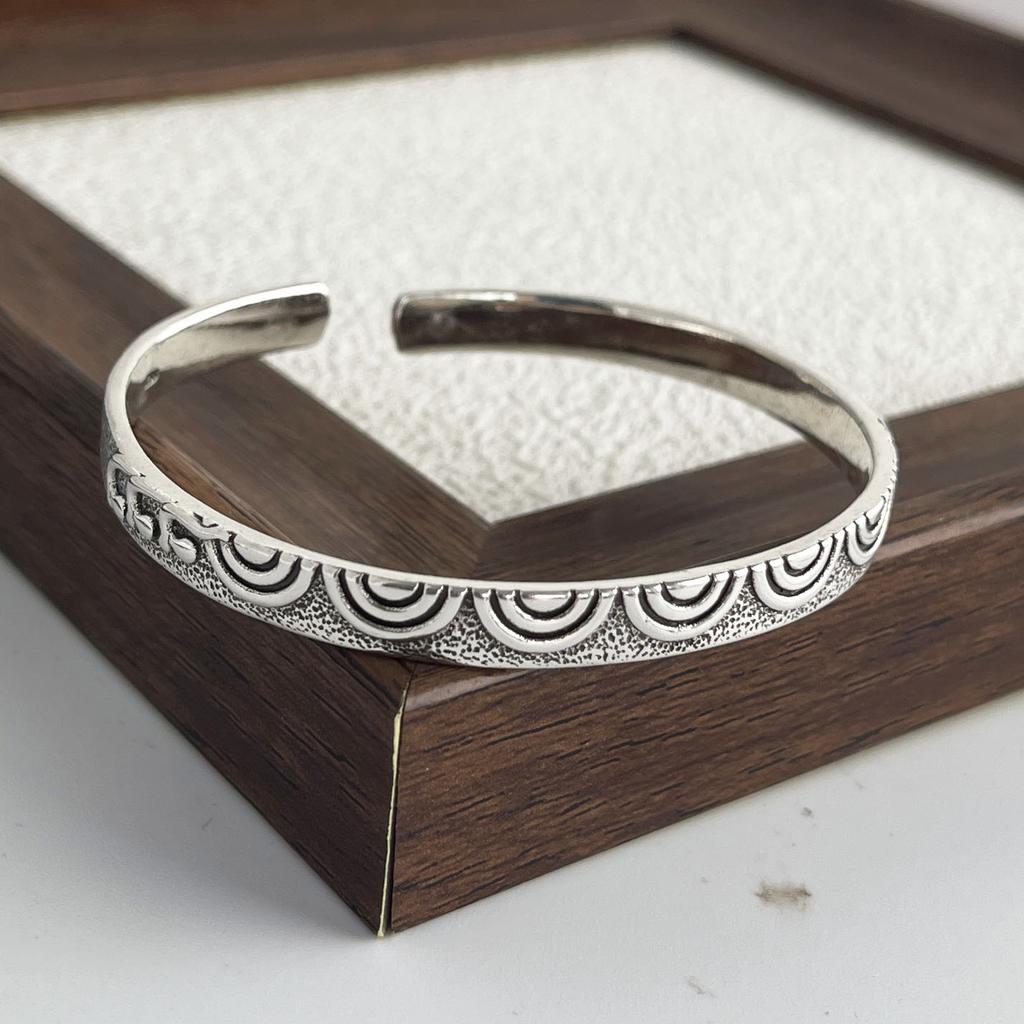 Xiaomi 100% Solid 925 Sterling Silver Retro Bracelet for Women Men Vintage Handmade Flower Patern Bracelet Birthday Gift