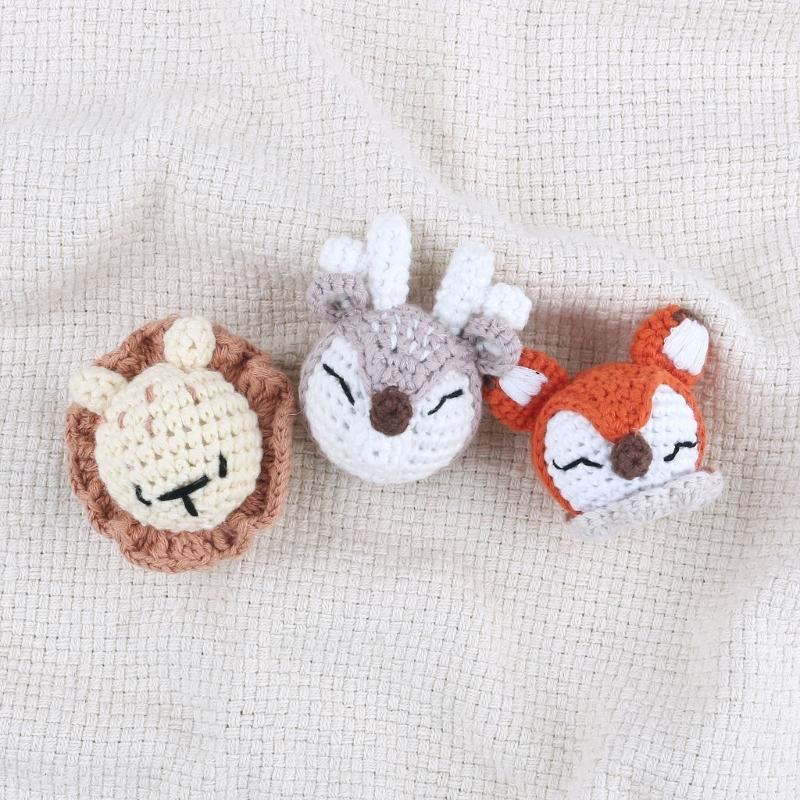 Crochet Bead Animal Rattle Loose Bead for Infant Teether Anti-Drop Pacifier Chain DIY Rattle Accessory Baby Teething Toy