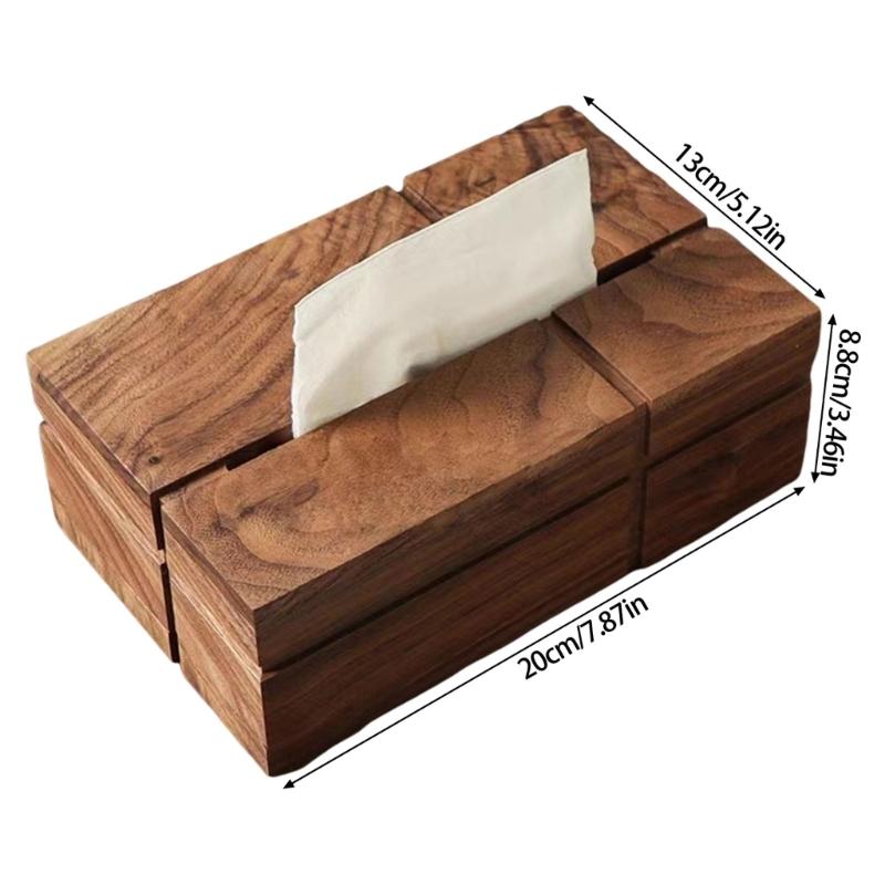 Solid Walnut Wood Tissue Dispenser With Link Cut Opening Multipurpose Home Trim For Kitchen Dining Room Bedroom