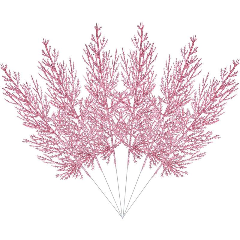 

3/5Pcs Christmas Decoration Artificial Pine Leaves Branch Simulated Flower Christmas Tree Ornaments DIY Garland Party Home Decor 3Pcs розовый