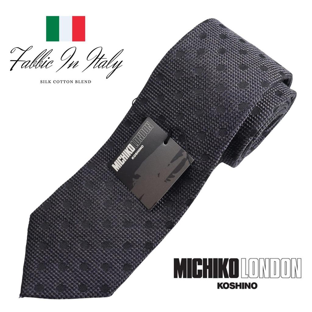 [Michiko London] Necktie, Gift Box Included, Italian Fabric, Made in Japan, Polka Dot, Silk & Cotton, Gift, Present, Men's & Women's, Unisex,