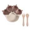 Baby Tableware Set, 5 Grids, Non-Tipping Suction Cup Plate, Non-Slip, Baby Food, Made of Food Grade Silicone, Separable Tableware for Babies, Easy To