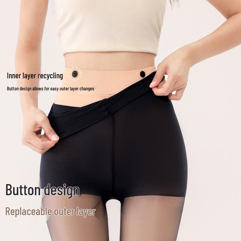 Double-Layer Black Sheer Velvet Warm Leggings for Women - Autumn/Winter Thickened Stockings Bare Leg Look.