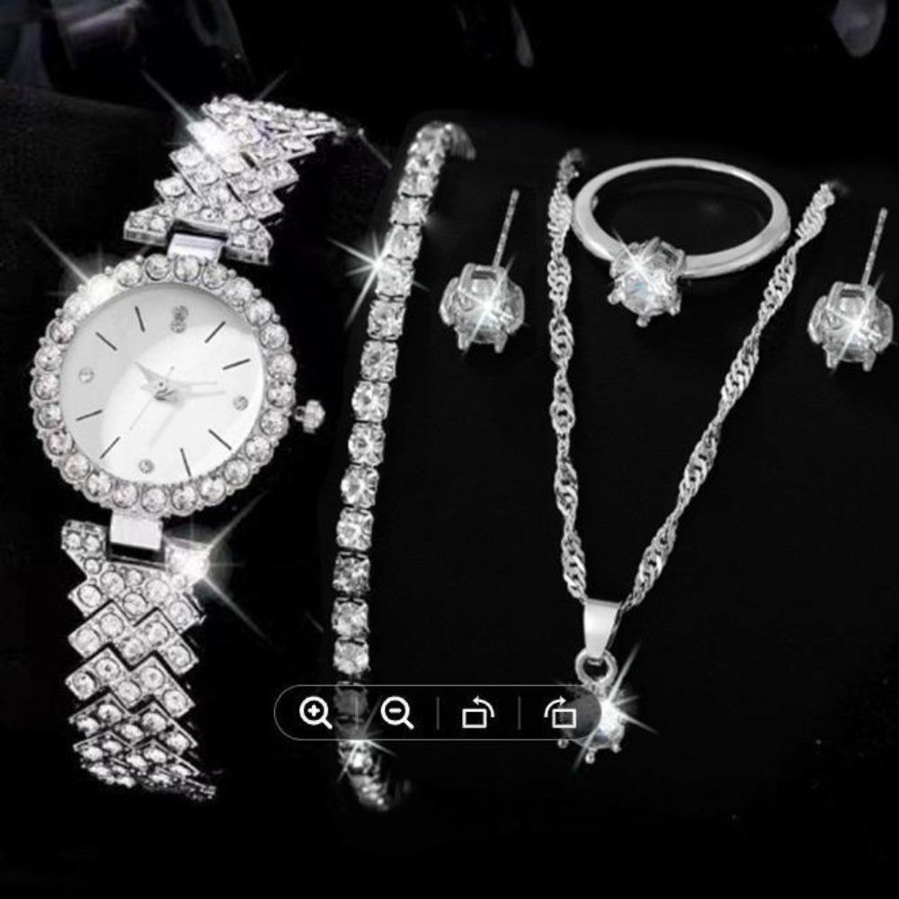 5 stk Klokkesett Dame Diamantbesatt Allsidig Åtte-klo Diamantring Smykker Damesett