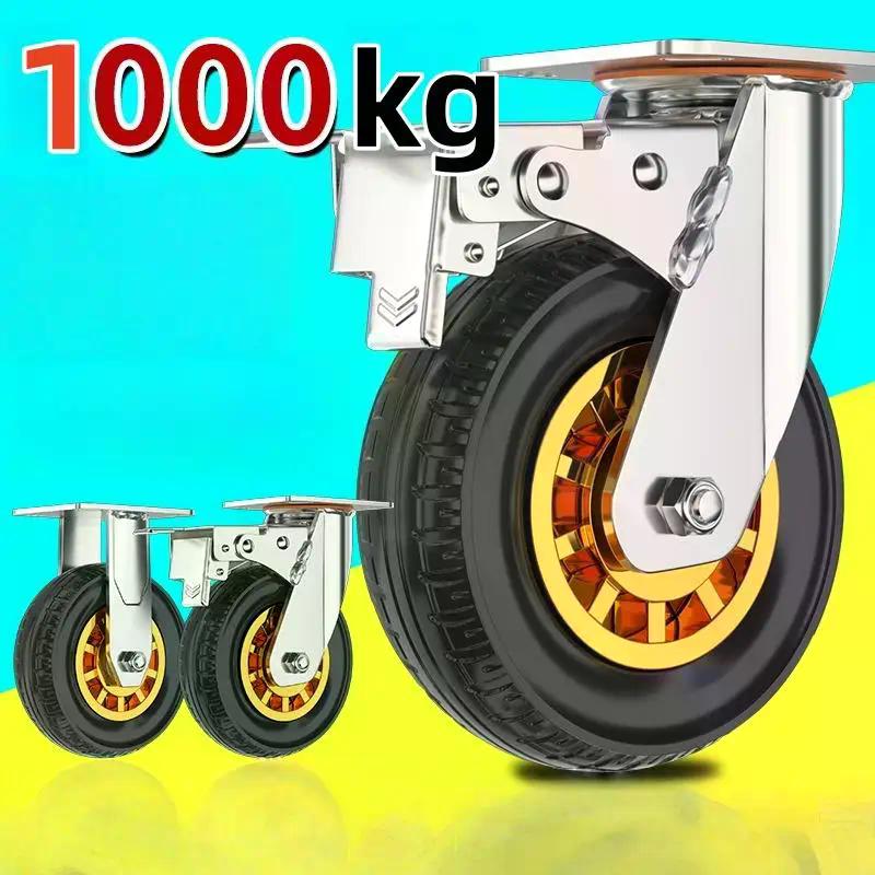 

3/4-Inch Silent Rubber Caster Wheels with Brakes - Scratch-Proof Soft Tread for Home & Office Floors 3inch directional