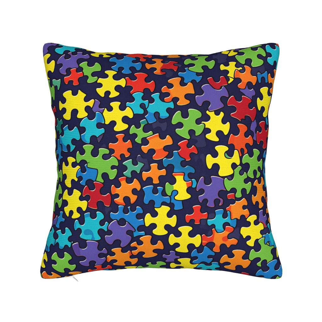Autism Awareness Blue Puzzle Piece Pattern Pillow Case Graphic Pillow Cover For Sofa Bedroom Home Decor Fashion Pillowcases