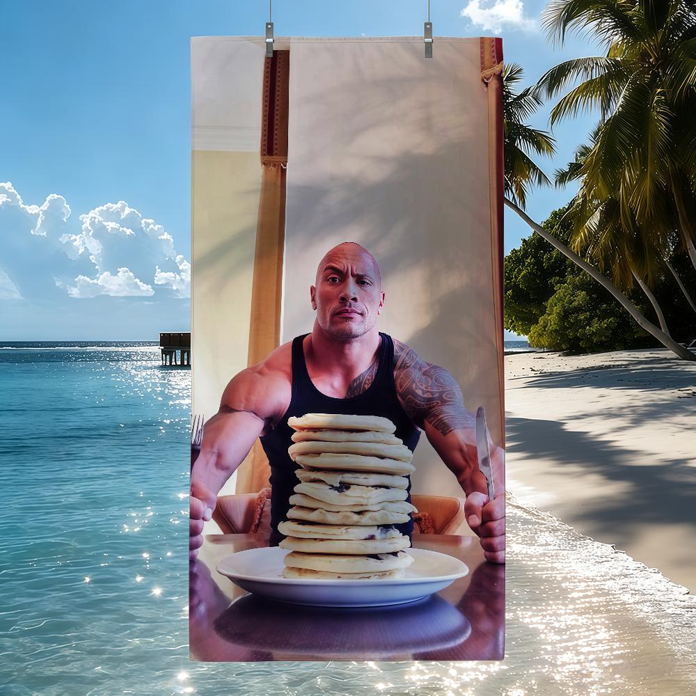 Cheat Day The Rock Eating Pancakes Towel Drying Bath Towel Applicable To Light Swimming Camping Yoga Beach Out