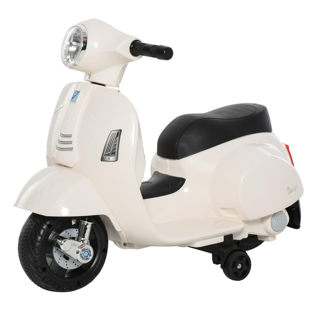 Motocicletta Elettrica per Bambini Vespa Moto Elettrica con Luce LED, Suono, Moto Elettrica per Bambini da 18-36 Mesi, Bianca
