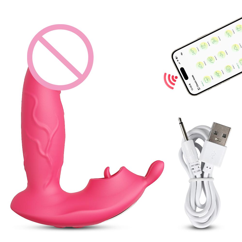 Wearable Dildo Vibrator APP Control Women Clit Clitoris Stimulator G Spot Female Licking Vibrating Rabbit Sex Toys for Adults