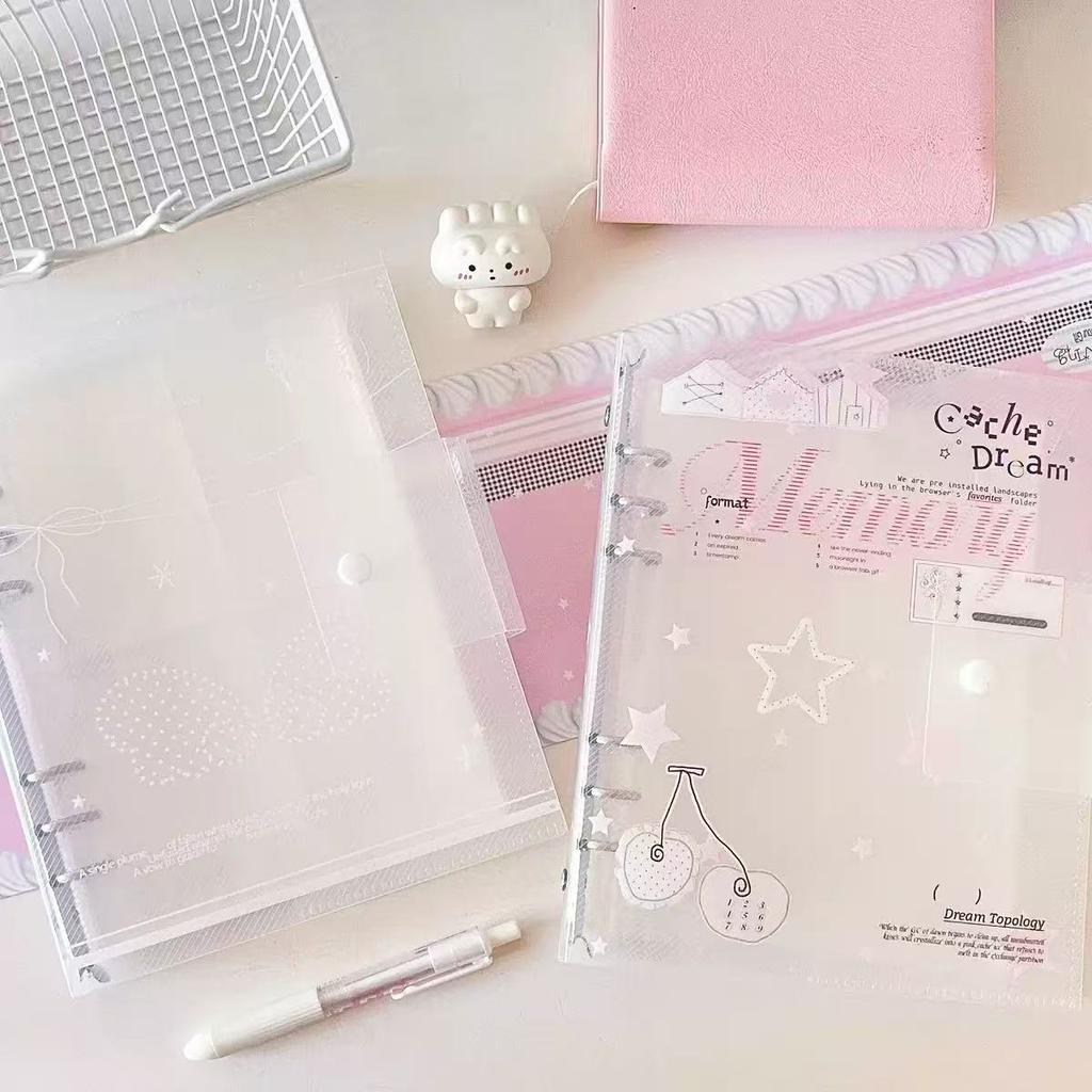 A5 Transparent Cute White Printing PP Twill DIY Binder Photocards Collect Book Diary Agenda Planner DIY Cover Album Stationery