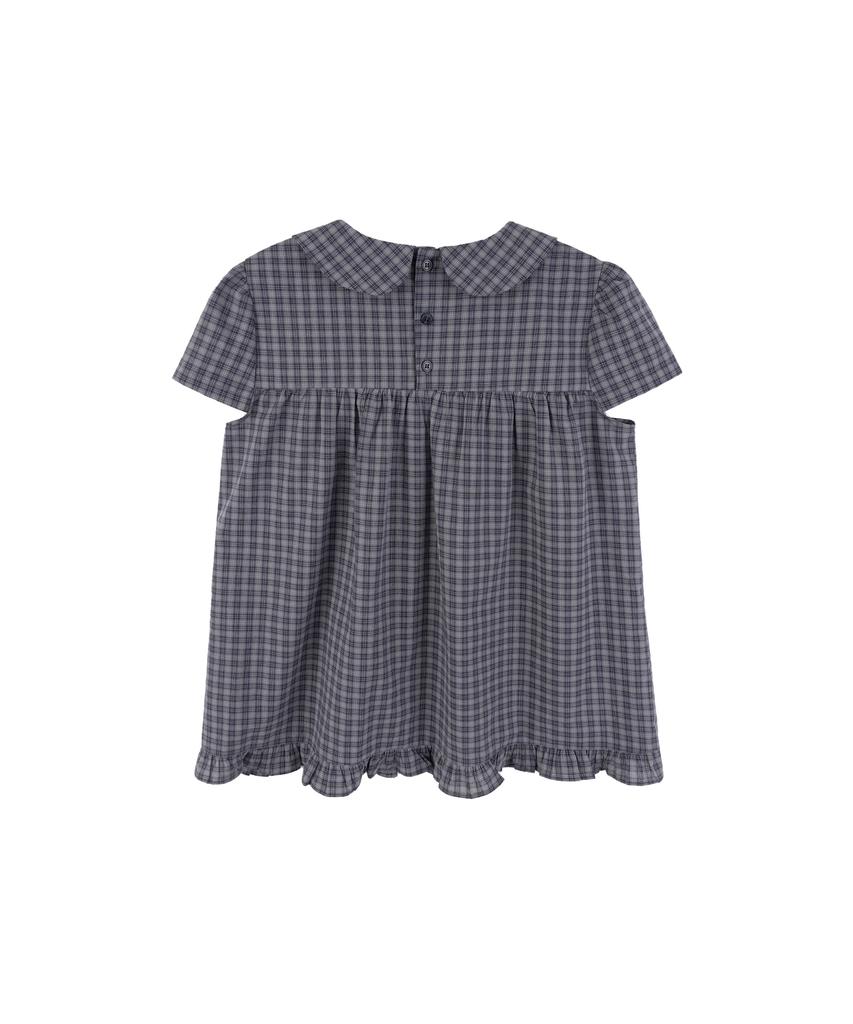 HIGH SCHOOL DISCO Check Ribbon Round Collar Blouse