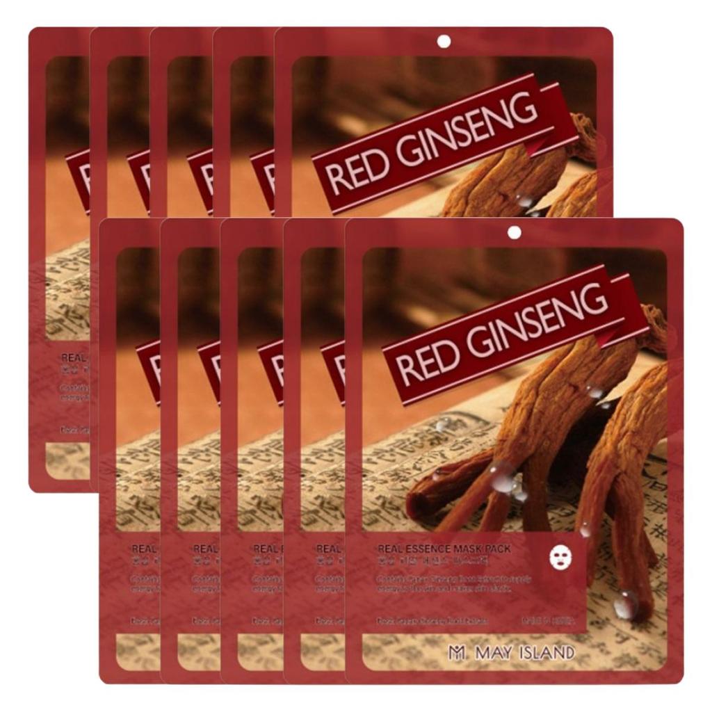 May Island Real Essence Mask Pack Red Ginseng Nourishing Revitalizing Sheet Mask 25ml*10ea