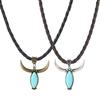 Turquoise Bull Head Pendant Necklace Ethnic Style Hand Leather Jewelry For Cultural Fashion