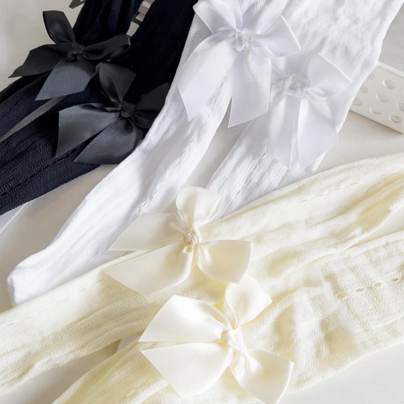 Kids Tight For Girls Solid Color Lace Bow Hollow Out Pantyhose For Children Cute Thin Breathable Legging Summer Sweet Stocking