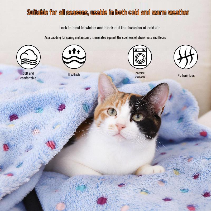Coral Fleece Flannel Pet Blanket - Cozy Mat for Dogs & Cats