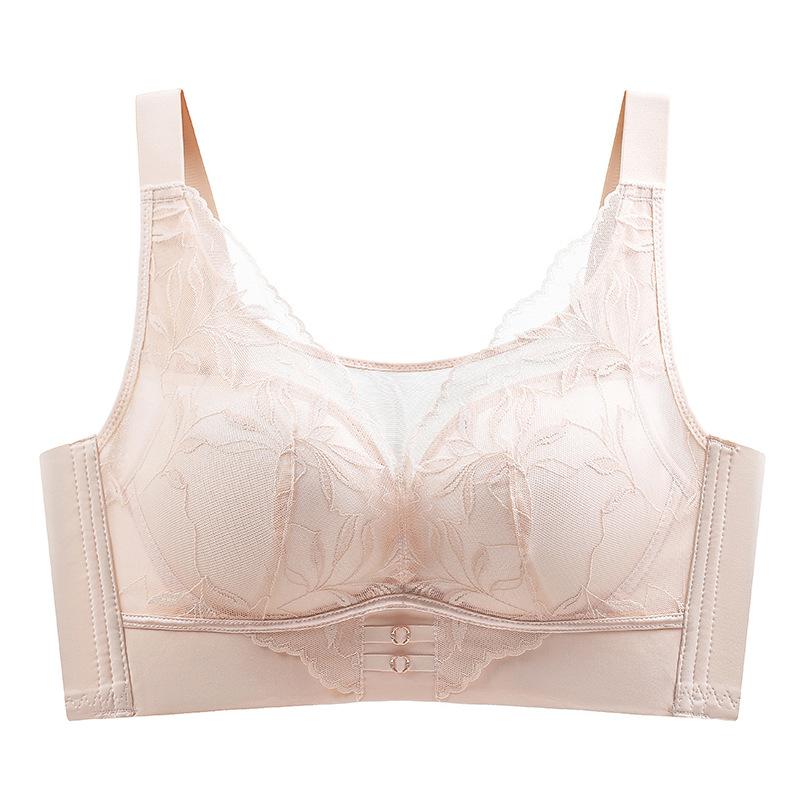 Thin Adjustable Women's Big Breasts Show Small Upper Support Lace Collection Breast Anti-sagging No Steel Ring Gathering Bra 11