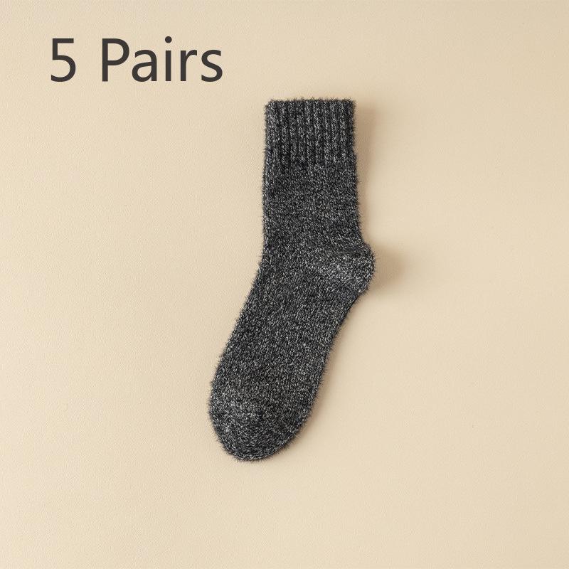 

5 Pairs of Male Autumn and Winter Plush Warm Thickened Floor Mid Calf Socks 5 Pairs чорний
