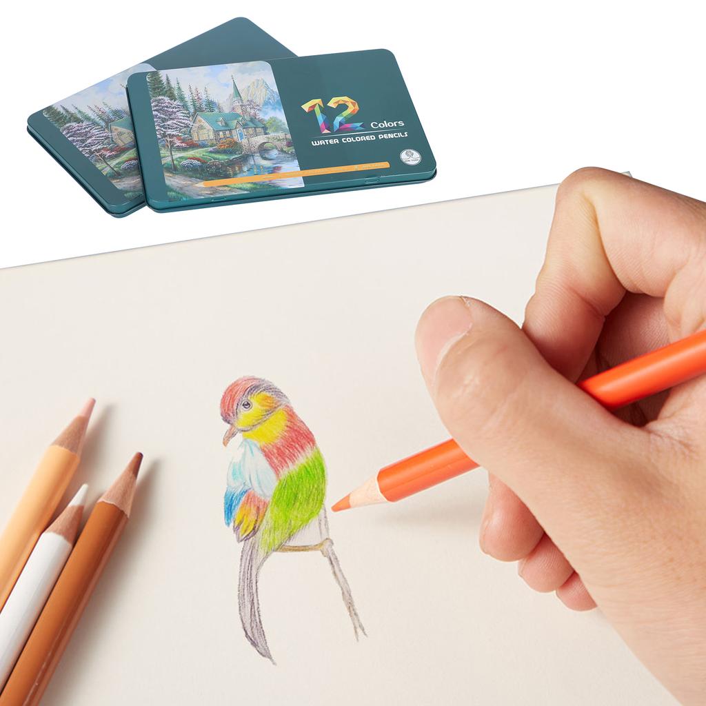 12Pcs Colored Pencils Set WaterSoluble Core 12 Colors Art Painting Drawing Graffiti