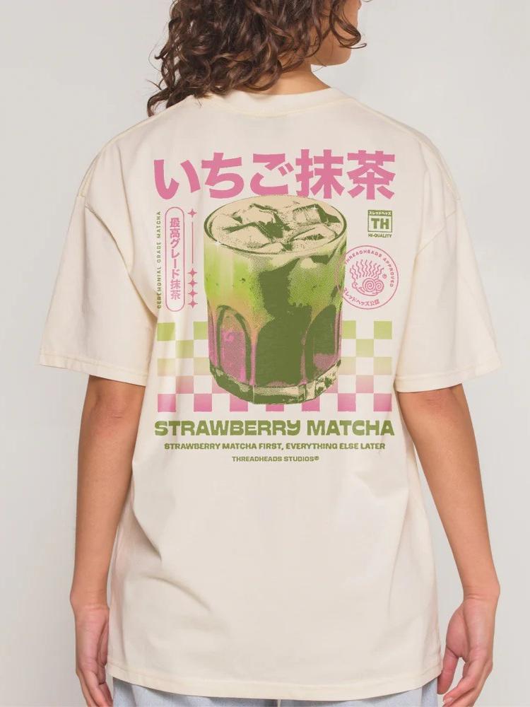 

Matcha Back Print TShirt Loose Short Sleeve Streetwear Graphic Tees Tops Y2k Aesthetic Cotton Women Shirt Unisex Female Clothes 2XL