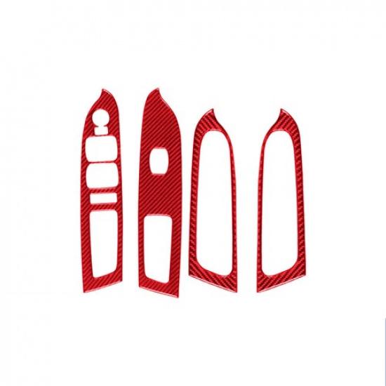 Red Carbon Fiber Interior Window Control Cover Trim For Colorado Canyon 2015-22