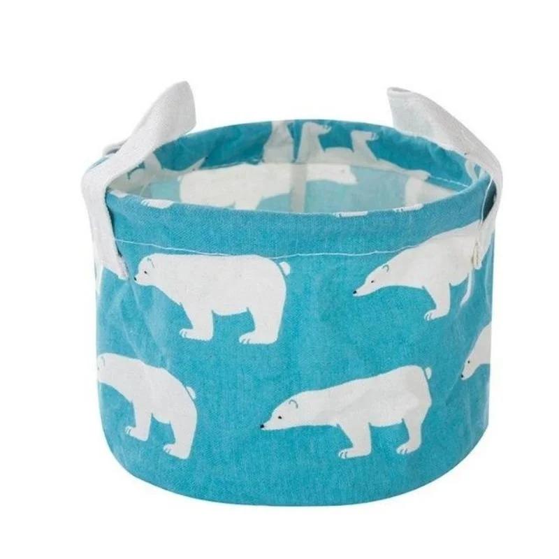 Home Fashion Runde Baumwolle und Leinen Desktop Aufbewahrungsbox Verschiedenes Großes Fassungsvermögen Schreibwaren Kosmetik Aufbewahrungskorb