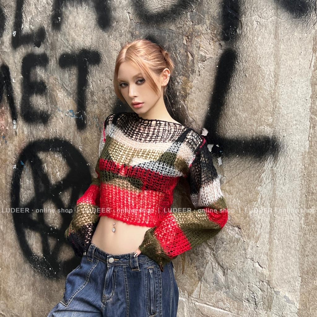 Y2K Maglione oversize vintage da donna Harajuku Grunge scava fuori pullover lavorato a maglia Moda senza schienale Crop Top Maglione anni 2000