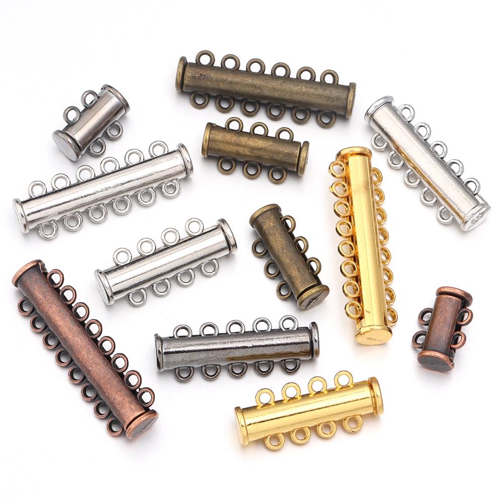 5Pcs 2/3/4/5/6/8 Holes Strong Magnetic Clasps Slide Tubes Lock Clasp Connectors DIY Bracelet Necklace Buckle Hook Jewelry Making