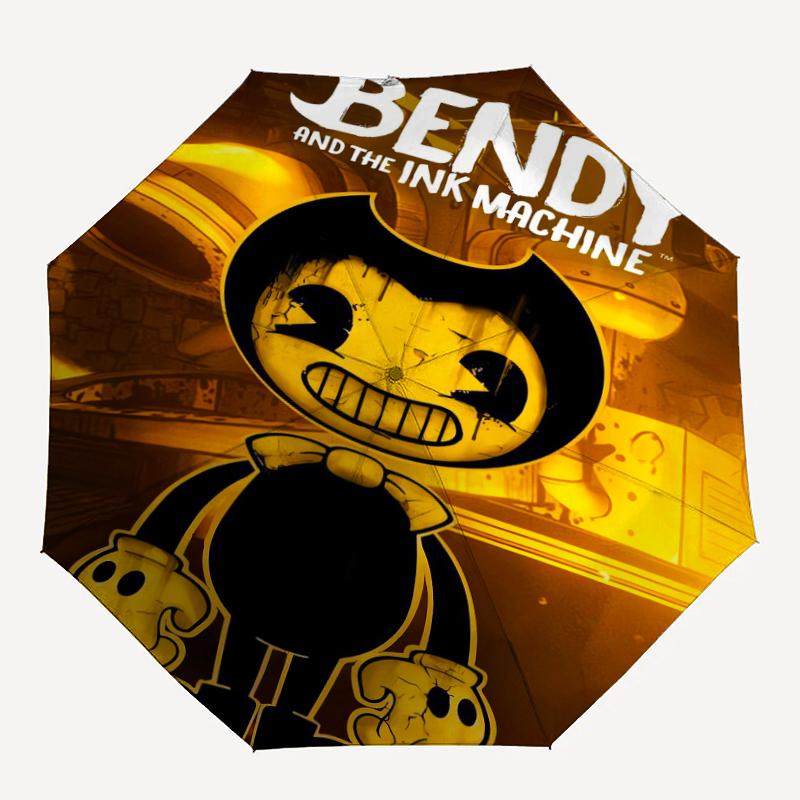 Bendy and the Ink Machine Theme Automatic Umbrella, Lightweight & Portable, 8 Rib, Perfect for Outdoor Travel, Birthdays, Christmas, Gifts.